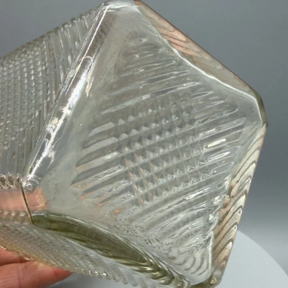 Vintage Diamond Cut Glass Whiskey Decanter Stopper Mid Century Barware